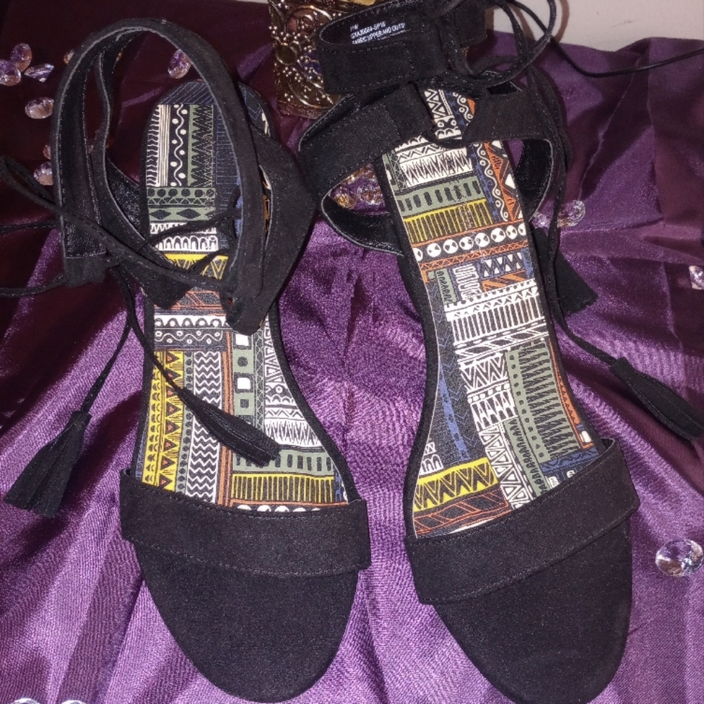 Ashley Stewart Black Wedge Sandals
